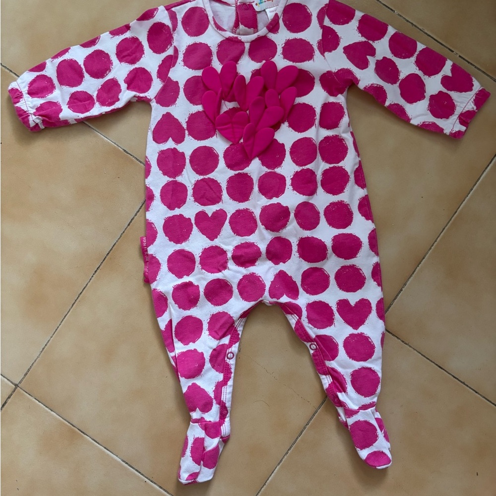 Pink Heart Patterned One Piece 6 Months